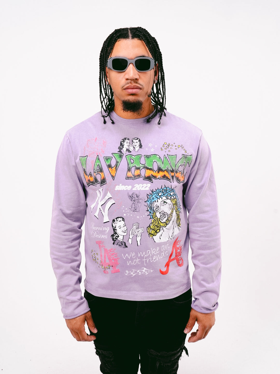 Long Sleeve Purple Vintage Wash Tee